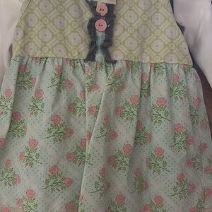 Floral Green and Pink Kids Dress